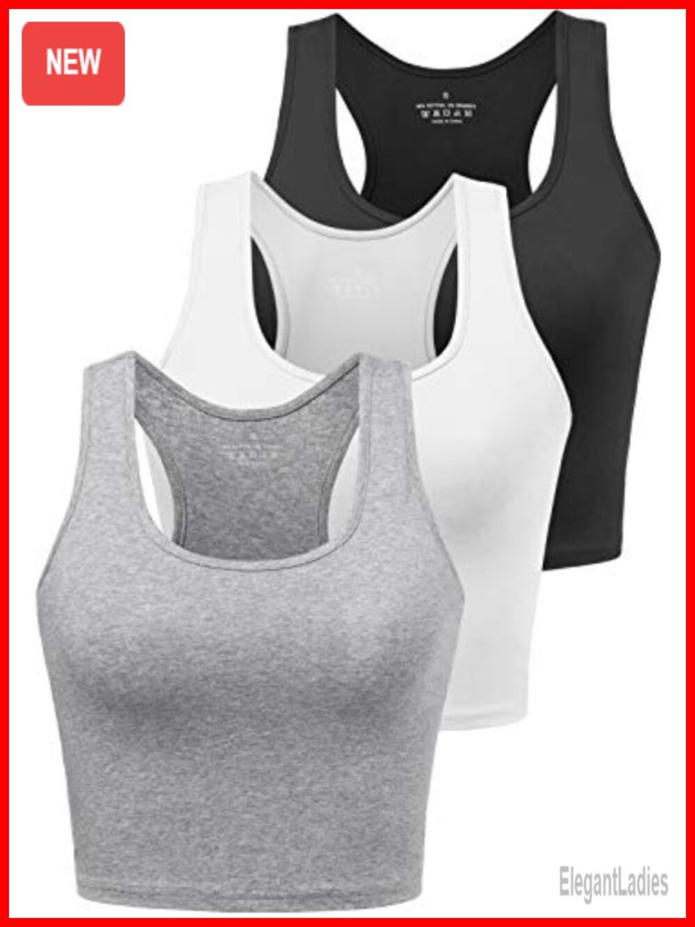 Women's Cotton Sleeveless Crop Tank Top Racerback Workout Yoga 3 Pack